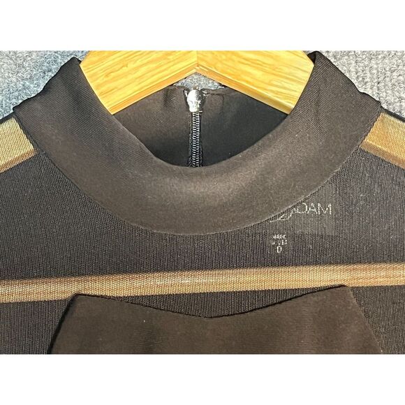 NWT Betsy & Adam Sheath Dress Knee Length Mesh Trim Mock Neck Black Women Size 0 - Picture 8 of 16